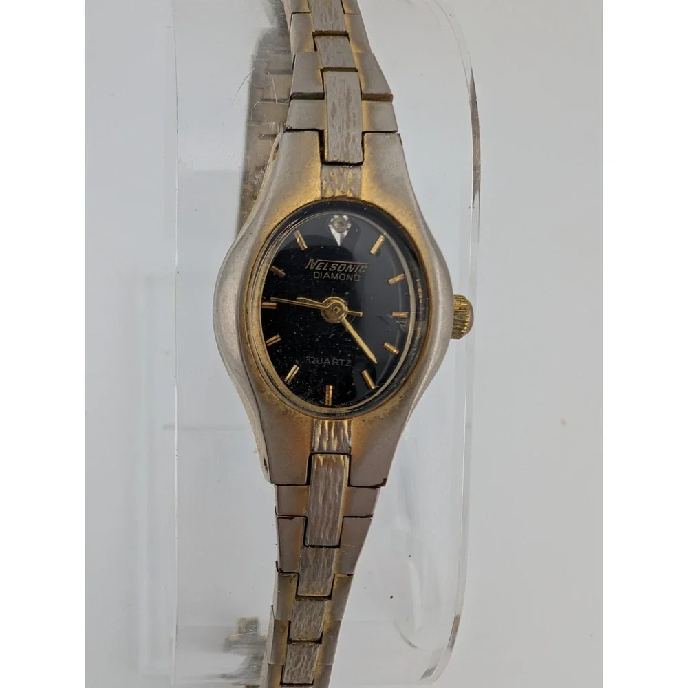 Vintage Nelsonic Watch Women‎ 18mm Case Black Dial 7